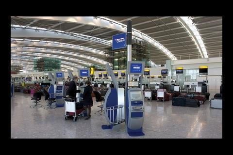 Terminal 5, Heathrow: Planned passenger throughput determines the size of the terminal, pier layout, check-in desks and departure gates